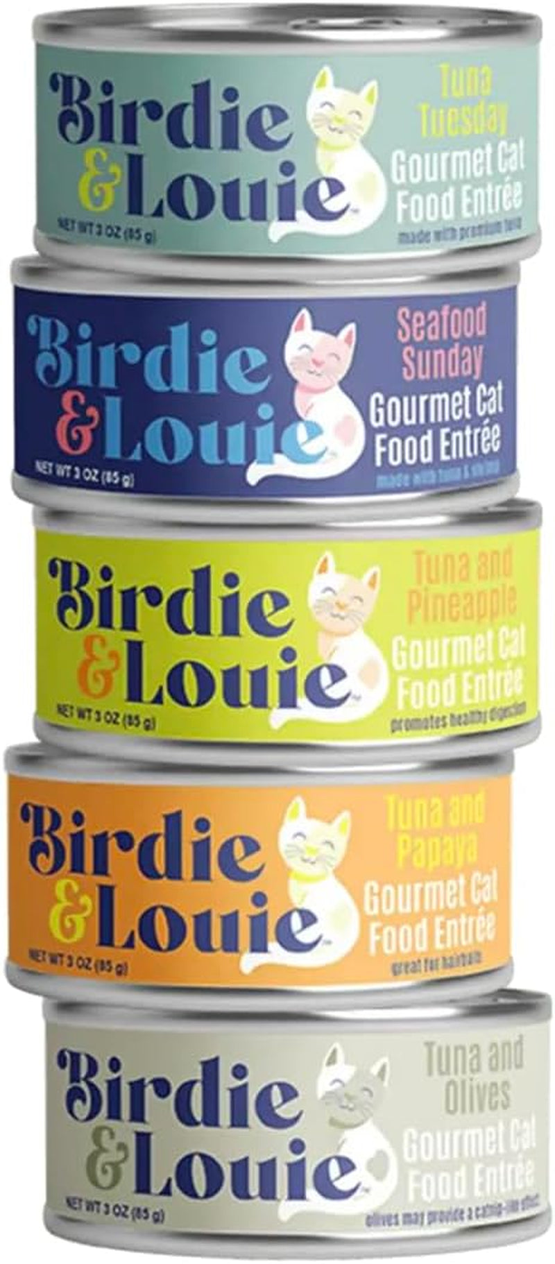 birdie-louie-wet-cat-food-variety-pack-of-tuna-flavors-6-cans-of-5-different-tuna-flavors-all-natural-ingredients-grain-free-3-oz-cans-bulk-case-of-30-cans