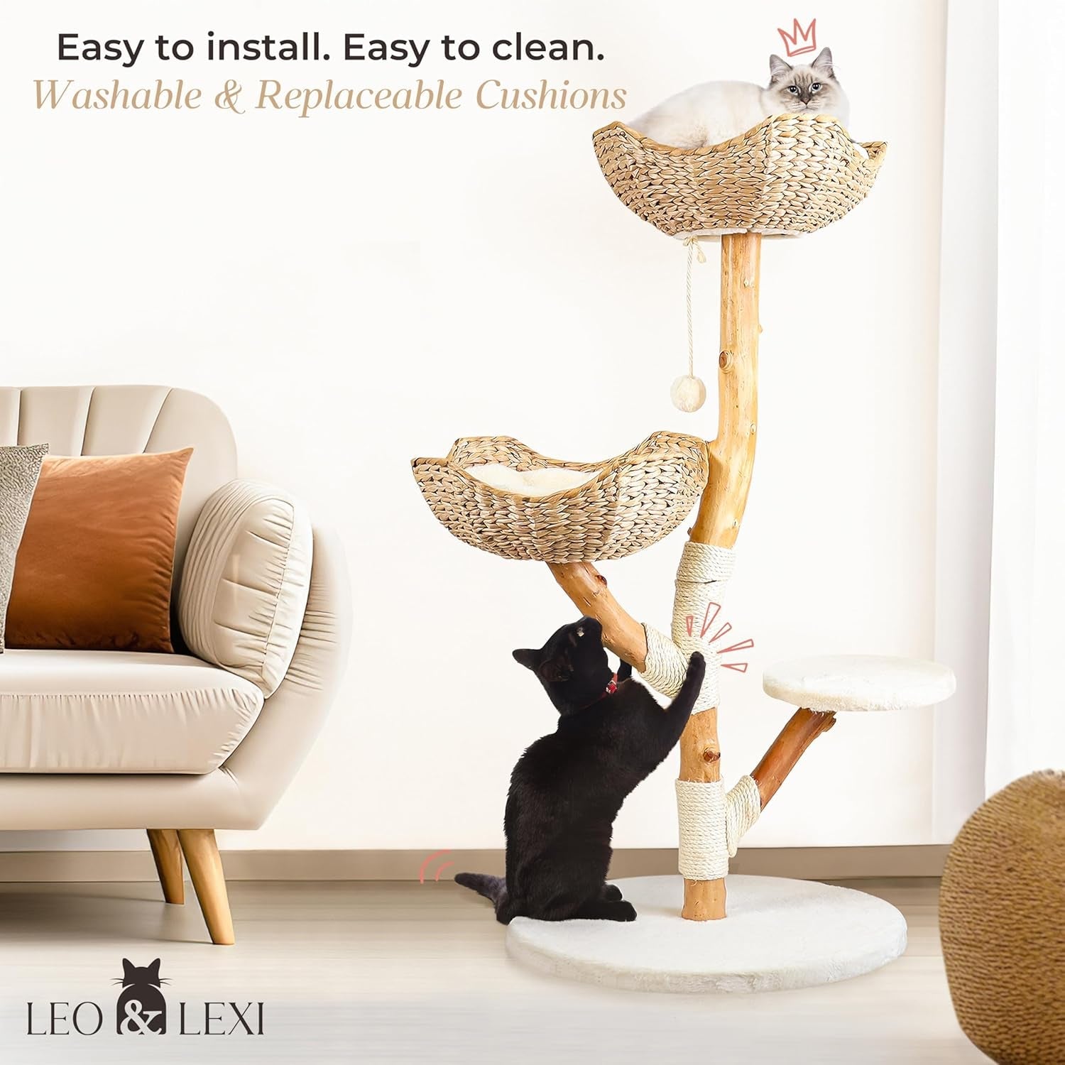 leo-lexi-aesthetic-real-wood-modern-cat-tree-46-inches-tall-sturdy-solid-natural-wood-tower-for-large-cats-scratching-post-with-wicker-basket-bed-luxury-boho-furniture-for-indoor-cats