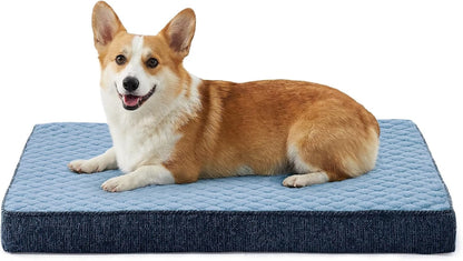 JOEJOY Orthopedic XL Dog Bed for Large Dogs, Waterproof Dog Bed for Crate with Washable Removable Cover, Extra Thick Egg-Crate Memory Foam Pet Beds, Grey, 41"X27"17