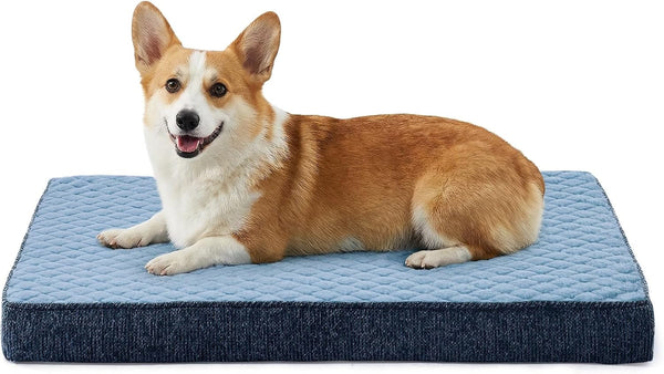 JOEJOY Orthopedic XL Dog Bed for Large Dogs, Waterproof Dog Bed for Crate with Washable Removable Cover, Extra Thick Egg-Crate Memory Foam Pet Beds, Grey, 41"X27"17