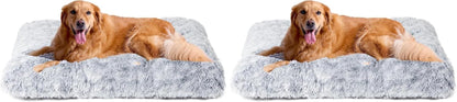 EHEYCIGA Fluffy Dog Crate Bed for Extra Large Dogs, Plush Faux Fur Pad, Calming anti Anxiety XL Bed for Crate, Washable Soft Warm Dog Mat with Non-Slip Bottom, Grey45