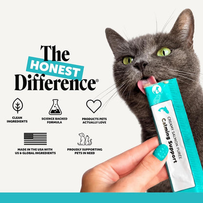 Pet Honesty Cat Lickable Treats with L-Theanine & Chamomile - Squeezable Puree Pouches for Cats - Behavior Support for Travel, Vet Visits, Grooming, & Separation (Salmon, 20 Ct)8