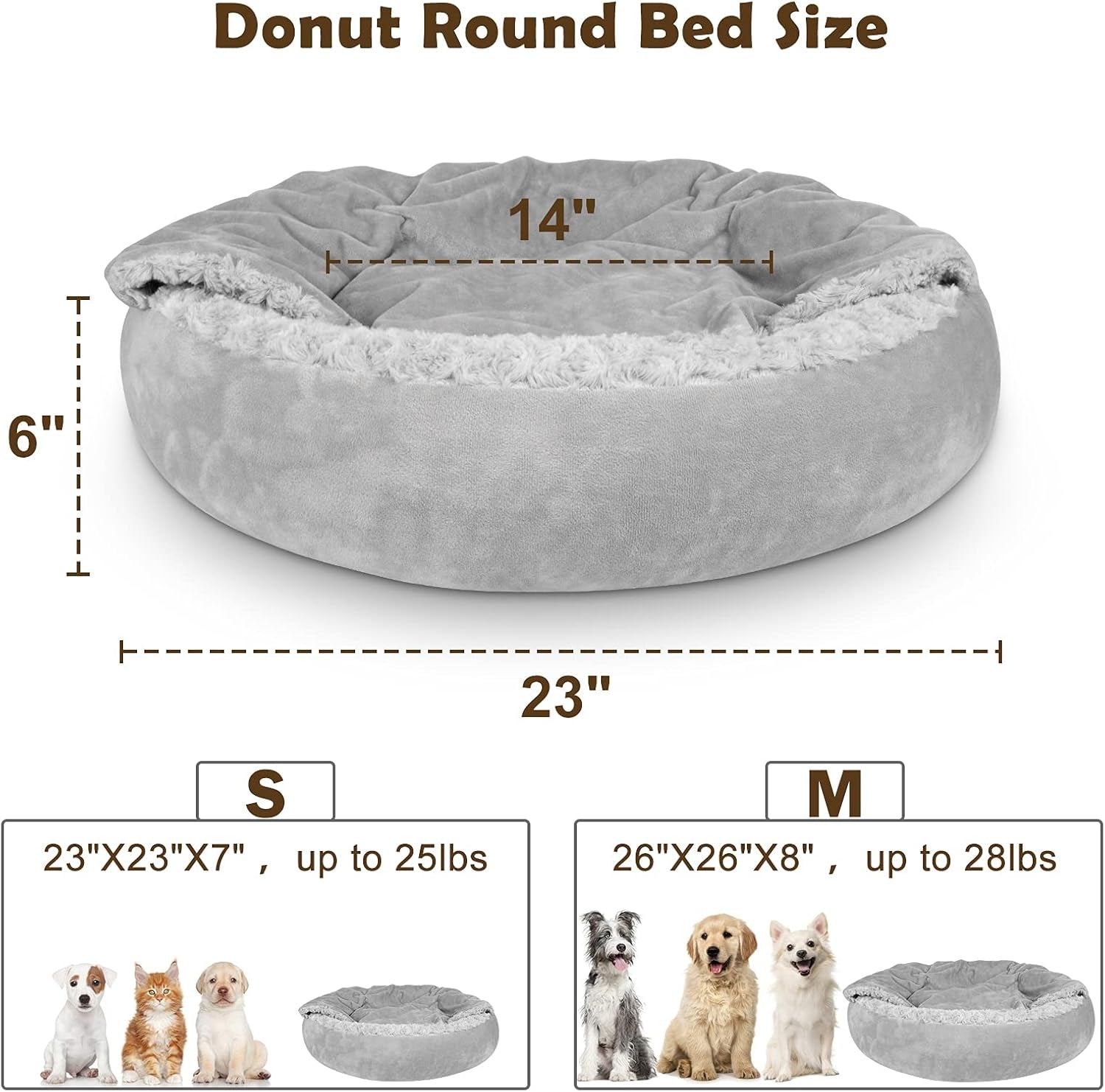 joejoy-small-dog-bed-cat-bed-with-hooded-blanket-cozy-cuddler-luxury-puppy-pet-bed-donut-round-calming-anti-anxiety-dog-burrow-cave-bed-anti-slip-bottom-and-machine-washable-23-inch