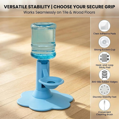 Cat Water Dispenser Stand – Spill-Proof Pet Water Bowl Adjustable Elevated Stand, Automatic Water Renewal, Detachable Easy Clean, Indoor Outdoor Use (Blue,Base+Bottle)4
