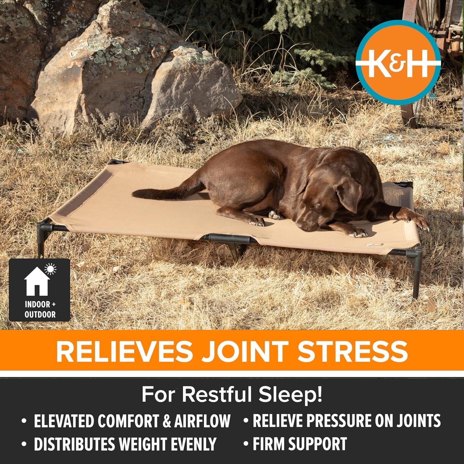 k-h-outdoor-elevated-dog-bed-cooling-raised-dog-bed-for-medium-large-pets-breathable-mesh-hammock-design-indoor-outdoor-washable-cover-portable-metal-frame-tan-large-42x30in