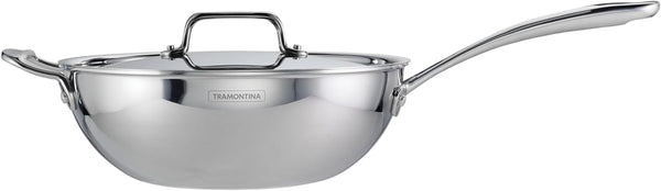 Utsava Tri-Ply Clad Stainless Steel 3.75-Quart Wok with Lid | Ceramic Non Stick Interior, Induction-Ready Cooking Pan6