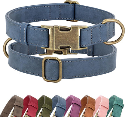 Didog Soft PU Leather Dog Collar for Small Dogs, Quick Release, Blue S | Comfort for Daily Walking Backyard, Stylish for Photography, Metal Buckle & D-Ring, Easy Wipe Clean, Adjustable Neck 10-15"1