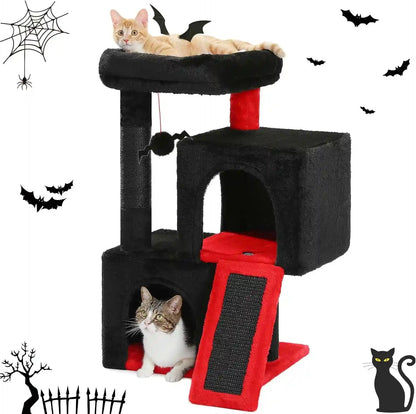 PAWZ Road 30" Cat Tower, Small Cat Tree with 2 Condos for Indoor Cats | Cat Trees for Small Cats,Cat Houses with Scratching Ramp and Posts,Dual Condos&Top Perch for Multi-Cat8
