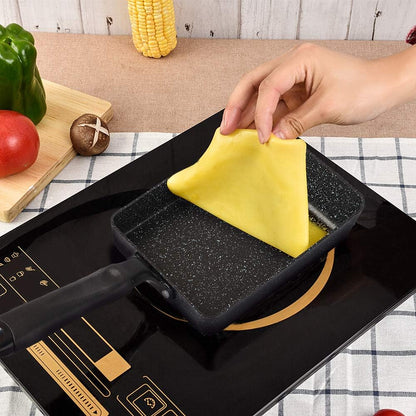 Tamagoyaki Pan, Japanese Omelette Pan Nonstick with Silicone Spatula, Square Egg Pan 7 X 5 Inches, Black6