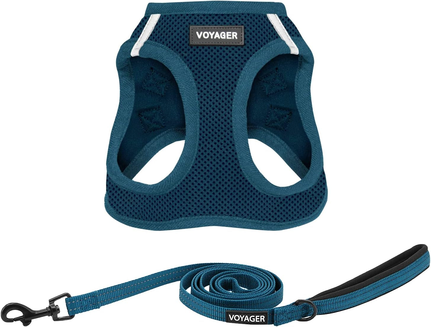 best-pet-supplies-voyager-step-in-air-all-weather-mesh-harness-and-reflective-dog-5ft-leash-combo-with-neoprene-handle-for-small-medium-and-large-breed-puppies-baby-blue-small