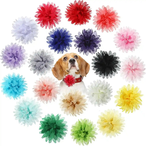 20 Pcs 4.7 Inch Dog Collar Flowers Bow Multicolored Pet Bow Collar Charms Accessories for Puppy Cat Dog Pet Grooming Accessories1