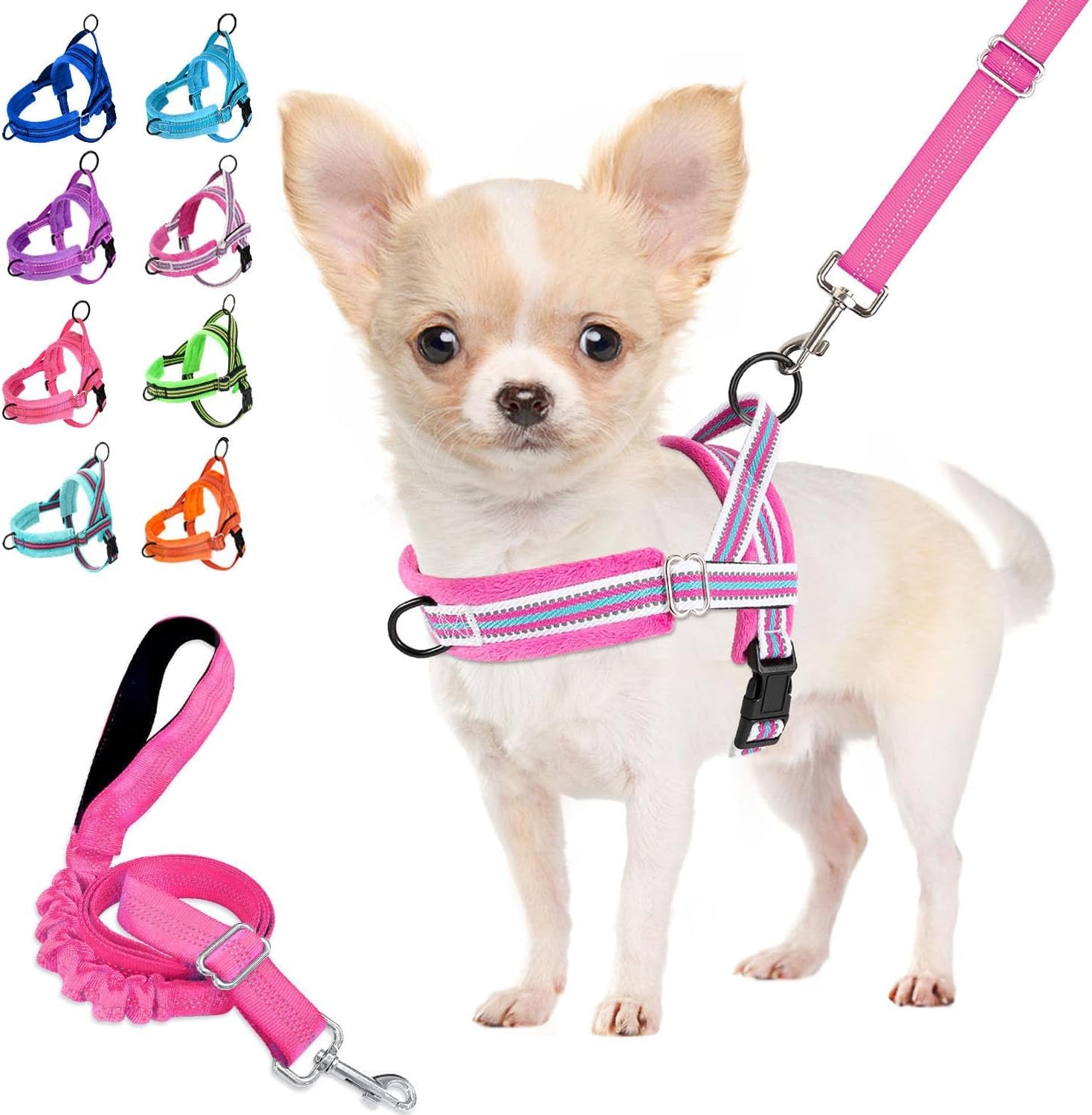 lukovee-no-pull-dog-harness-and-leash-set-soft-padded-small-dog-harness-neck-chest-adjustable-reflective-vest-puppy-harness-with-4ft-lightweight-anti-twist-dog-leash-for-small-dogs-xs-blue