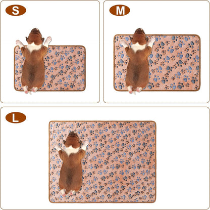 1 Pack 3 Blankets Super Soft Fluffy Premium Fleece Pet Blanket Flannel Paw Printed Throw for Dog Puppy Cat (Small 23X16'', Brown, Pink, White)2