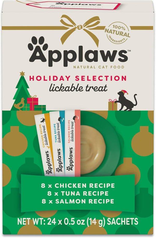 Applaws Fish Puree Lickable Cat Treats 24-Pack 0.5 Oz Sachets | 100% Natural, High Quality Protein, Limited Ingredient, Grain Free, Creamy Squeeze up Treats8
