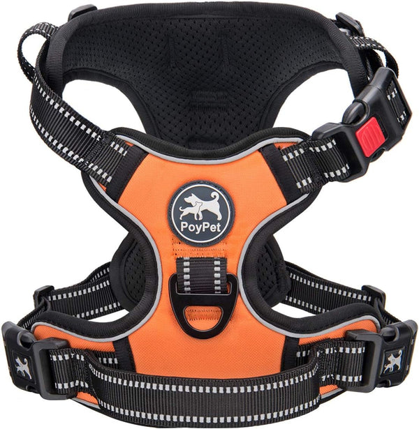 Poypet No Pull Dog Harness, No Choke Front Lead Dog Reflective Harness, Adjustable Soft Padded Pet Vest with Easy Control Handle for Small to Large Dogs(Pink, Medium)16