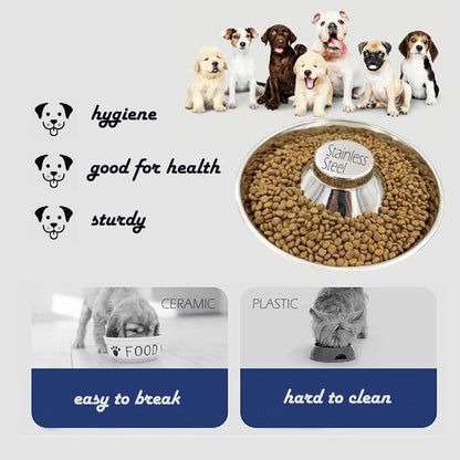 Puppy Dog Bowl, Stainless Steel Multiple Puppies Feeder, Dogs Basic Food and Water Bowls Weaning Dish for Small, Medium and Large Dogs Pets5