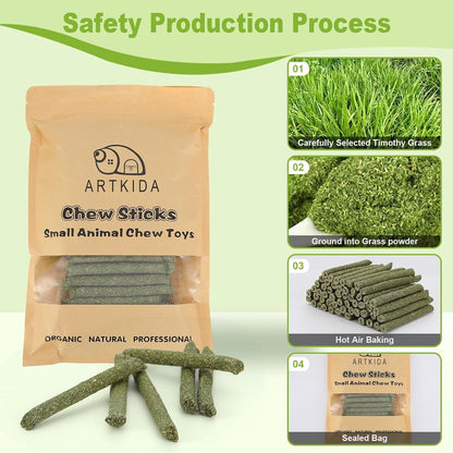 100PCS Timothy Hay Sticks for Rabbits Guinea Pigs Chinchillas Chew Treats, Natural Timothy Grass Molar Teeth Stick Bunny Chew Toys for Rabbits Chinchillas Guinea Pigs Hamsters Rodents6
