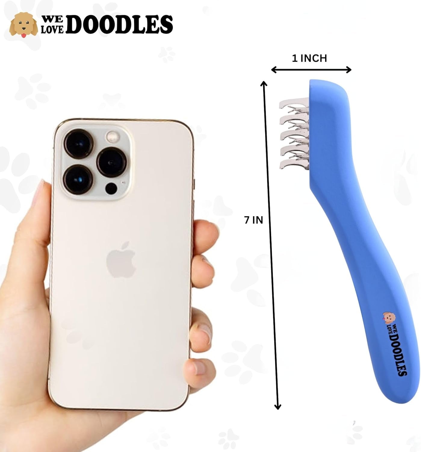 we-love-doodles-dematting-comb-for-dogs-dog-hair-mat-remover-detangler-comb-deshedding-tool-removes-tangles-knots-loose-hair-metal-comb-ergonomic-handle-family-5-blades