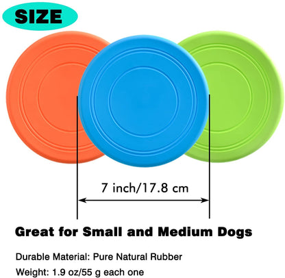 XIGOU Dog Flying Disc, 3 Pack Dog Flyer Toys, Soft Rubber Interactive Lightweight Flying Disc Dog Toy for Small Large Dogs - Floats in Water & Safe on Teeth, 7 Inch.4