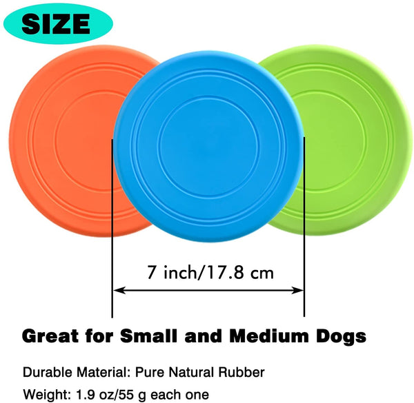 XIGOU Dog Flying Disc, 3 Pack Dog Flyer Toys, Soft Rubber Interactive Lightweight Flying Disc Dog Toy for Small Large Dogs - Floats in Water & Safe on Teeth, 7 Inch.4