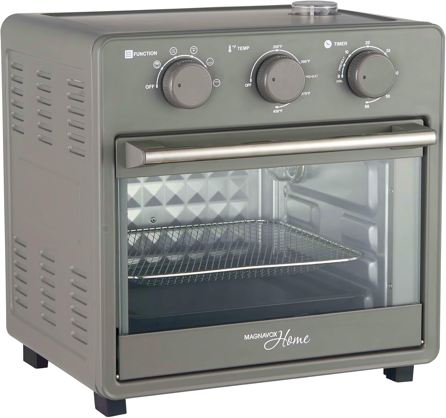 home-16-5-qt-air-fryer-oven-with-steam-infusion-black-convection-countertop-oven-6-cooking-functions-200-450-f-temperature-control-interior-light-fry-basket-baking-tray-included