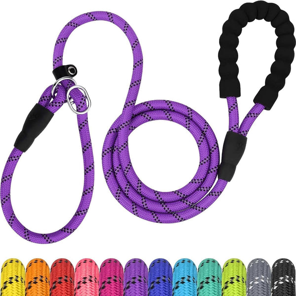 Tagme Slip Lead for Dogs, No Pull Training Leash, Padded Handle (Hot Pink) | Braided Climbing Rope, Reflective Stitching, 6 Ft, Fits Small to Large Dogs up to 250 Lbs, Cushioned Grip, No Leash Burn12