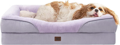 EHEYCIGA Orthopedic XL Dog Bed for Large Sized Dog, 42X30 Inch Extra Large Memory Foam Dog Couch Bed with Sides, Waterproof Liner & Washable Removable Cover, Bolster Pet Sofa, Grey64