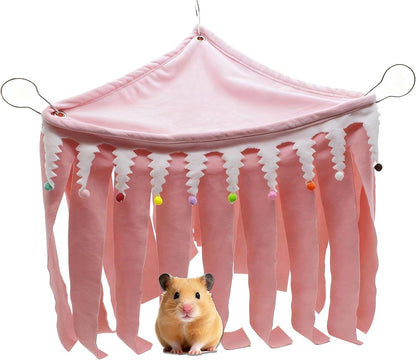 Guinea Pig Hideout,Pets Forest Cage Corner Hideout,Cage Accessories for Guinea Pig, Bunny, Chinchilla, Hamster, Rabbit and Other Small Pets, No Metal Fences (Pink,Medium)1