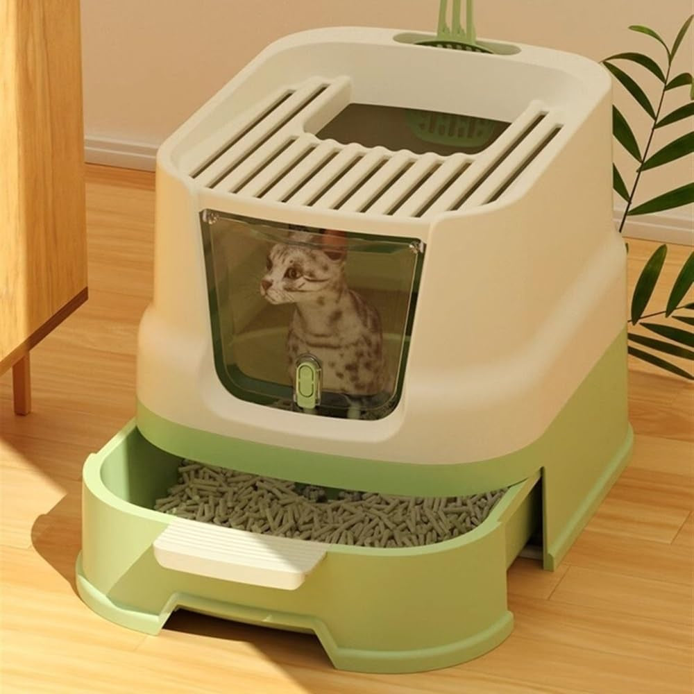 pet-supplies-enclosed-top-entry-cat-litter-box-with-lid-scoop-large-anti-splash-drawer-design