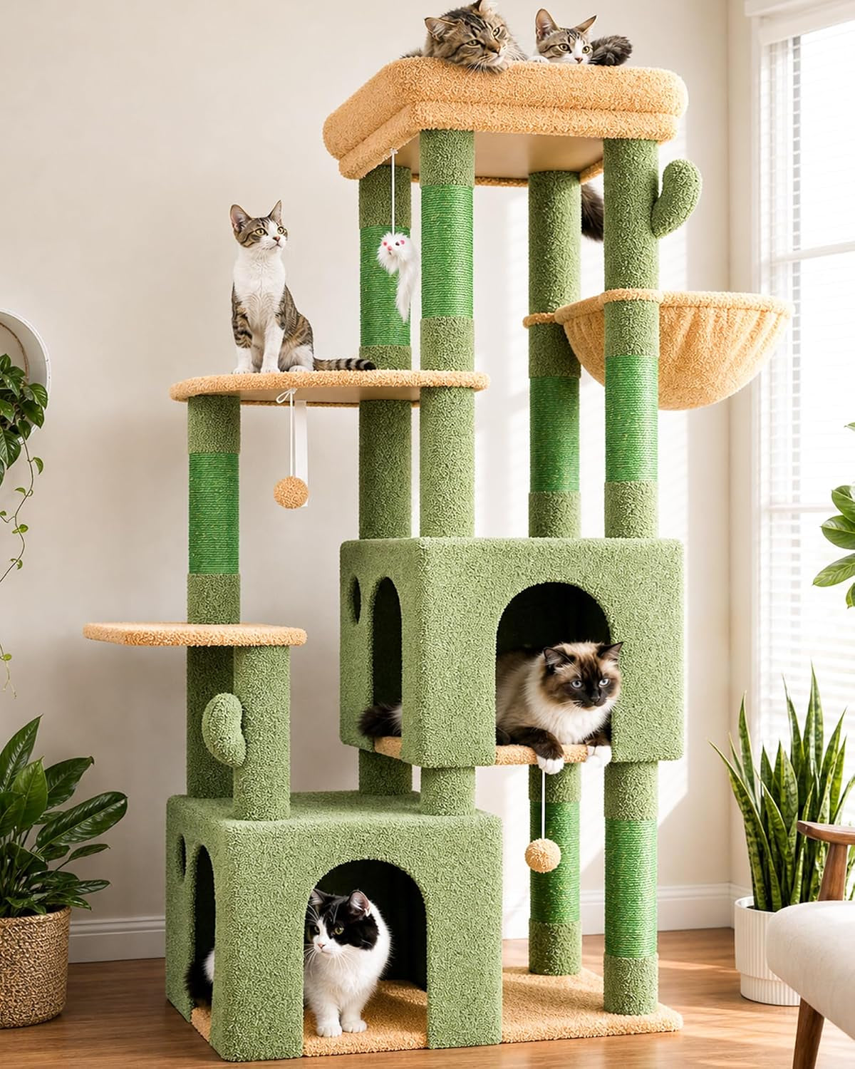 globlazer-cat-tower-for-indoor-cats-heavy-duty-cat-trees-for-large-adult-big-cats-maine-coon-cat-tree-tower-with-scratching-post-extra-large-top-perch-cat-condos-f61-dark-grey-61inch