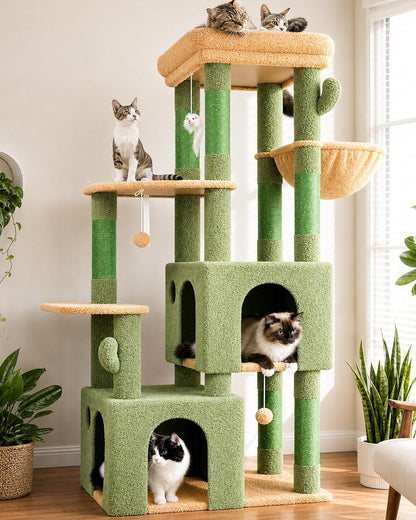 Globlazer Cat Tower for Indoor Cats, Heavy Duty Cat Trees for Large Adult Big Cats Maine Coon Cat Tree Tower with Scratching Post, Extra Large Top Perch, Cat Condos, F61, Dark Grey, 61Inch14