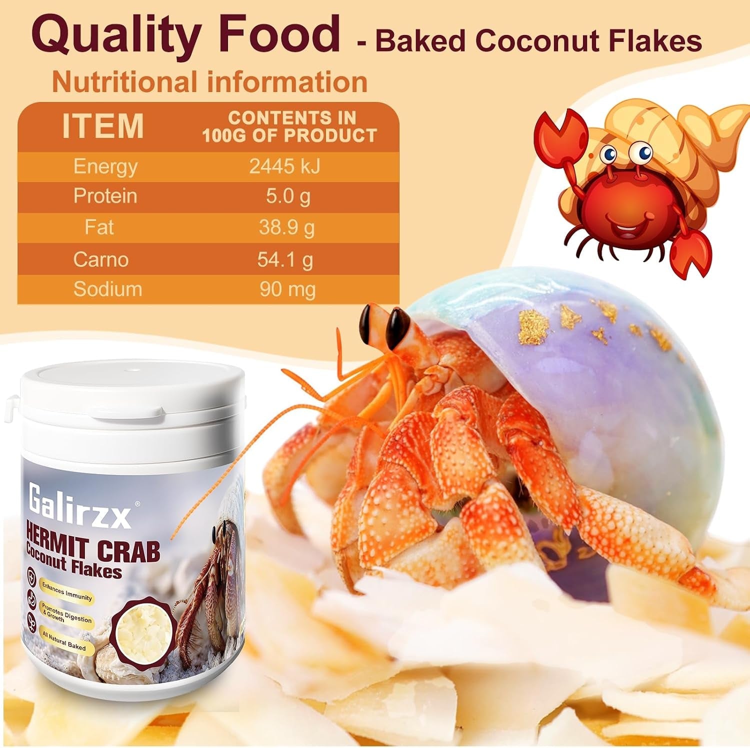 hermit-crab-food-baked-coconut-treat-natural-dried-coconut-flakes-for-hermit-crabs-healthy-additive-free-easily-digestible-crispy-snack-60g