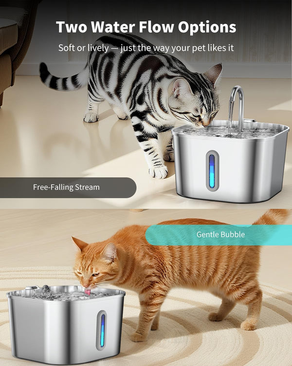 Stainless Steel Cat Water Fountain - 74Oz/2.2L Cat Drinking Fountain | Quiet Cat Fountain for Indoor Cats and Small Dogs, Automatic Pet Water Dispenser Keeps Fresh Water, Water Level Window7