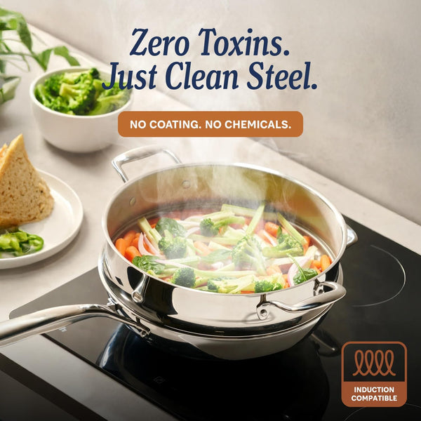 5-Ply Stainless Steel Cookware Set, 14-Piece Pots and Pans Set - Induction Compatible, Oven Safe 800°F - Non-Toxic, No Coatings - Built to Last Generations2