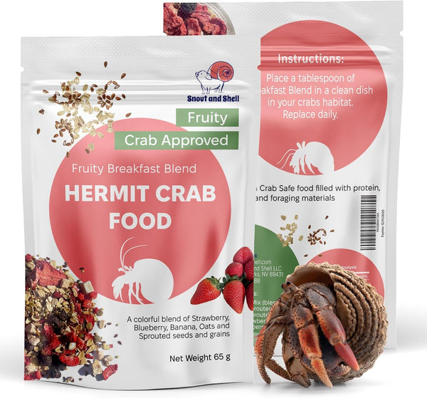 Natural Hermit Crab Food – High-Protein Hermit Food with Real Fruit and Sprouted Grains – 65 G (2.3 Oz) Crab Food for Pet Hermit Crabs by Snout and Shell1