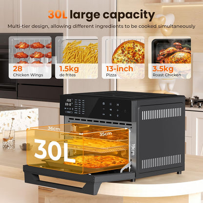 Air Fryer Toaster Oven Combo, 21-In-1 Countertop Convection, 32QT Extra Large Air Fryer with 360° Rotisserie & 4-Layer Cooking, Full Accessories5
