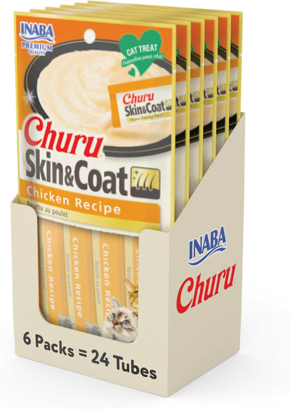 INABA Churu Skin Coat Lickable Cat Treats, Variety Jar, 50Ct | Skin & Coat Support, Immune Support, 88% Moisture, 9 Calories, Grain-Free, Preservative-Free, 50 X 0.5 Oz Tubes9