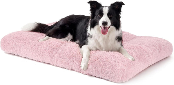 JOEJOY Large Dog Bed Crate Pad, Deluxe Plush Washable Dog Beds Fulffy Soft Kennel Pad Anti-Slip Pet Sleeping Mat for Extra Large Medium Small Dogs, 40" X 27", Beige30