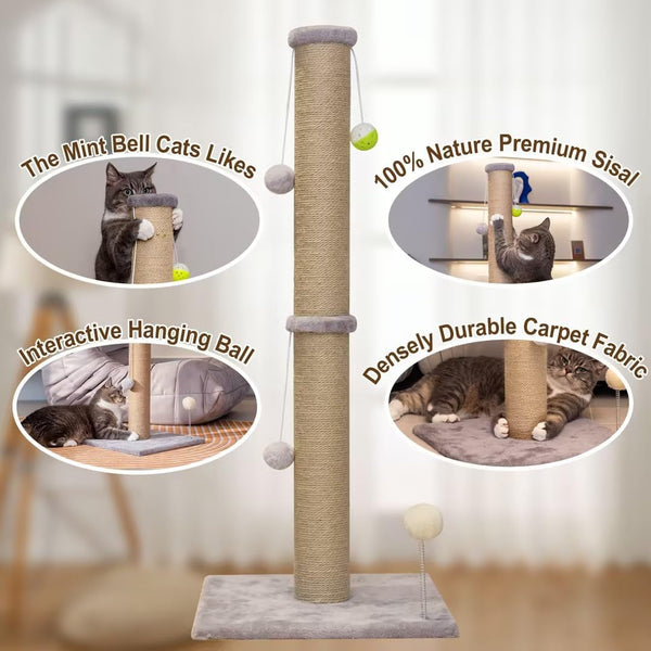 Tall Cat Scratching Post 36 Inch Large Cat Scratch Post for Indoor Cats with Durable Natural Sisal Rope Scratcher Post Tree Kitten Interactive Toy-Gray5