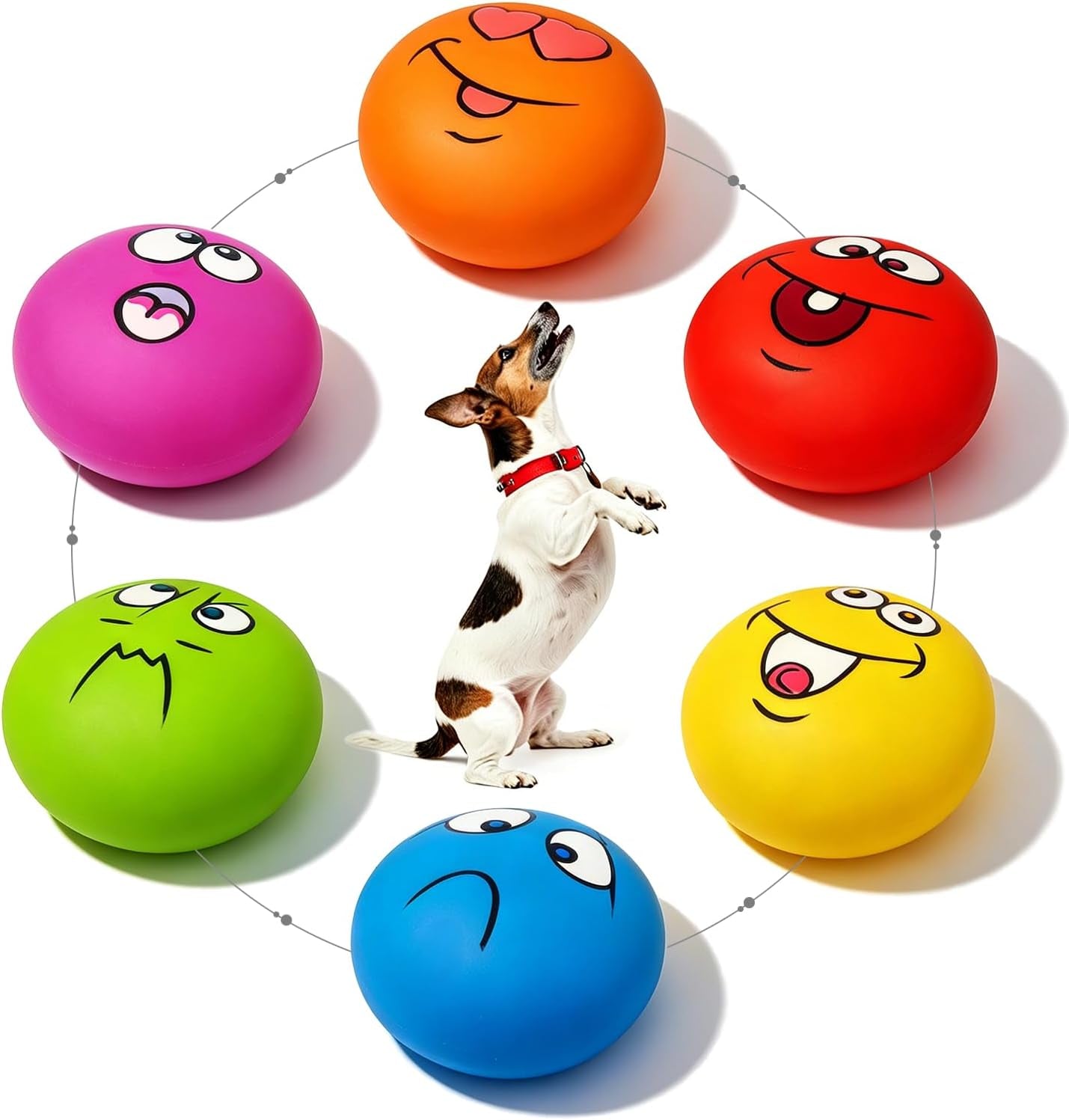 holysteed-latex-squeaky-dog-toys-for-small-dogs-mini-breed-2-2-flat-ball-2-2x2-2x1-3-flat-squeaky-balls-6pcs-soft-small-dog-toys-chewing-squeak-toy-smile-face-fetch-puppy-pet-toy-with-squeaker