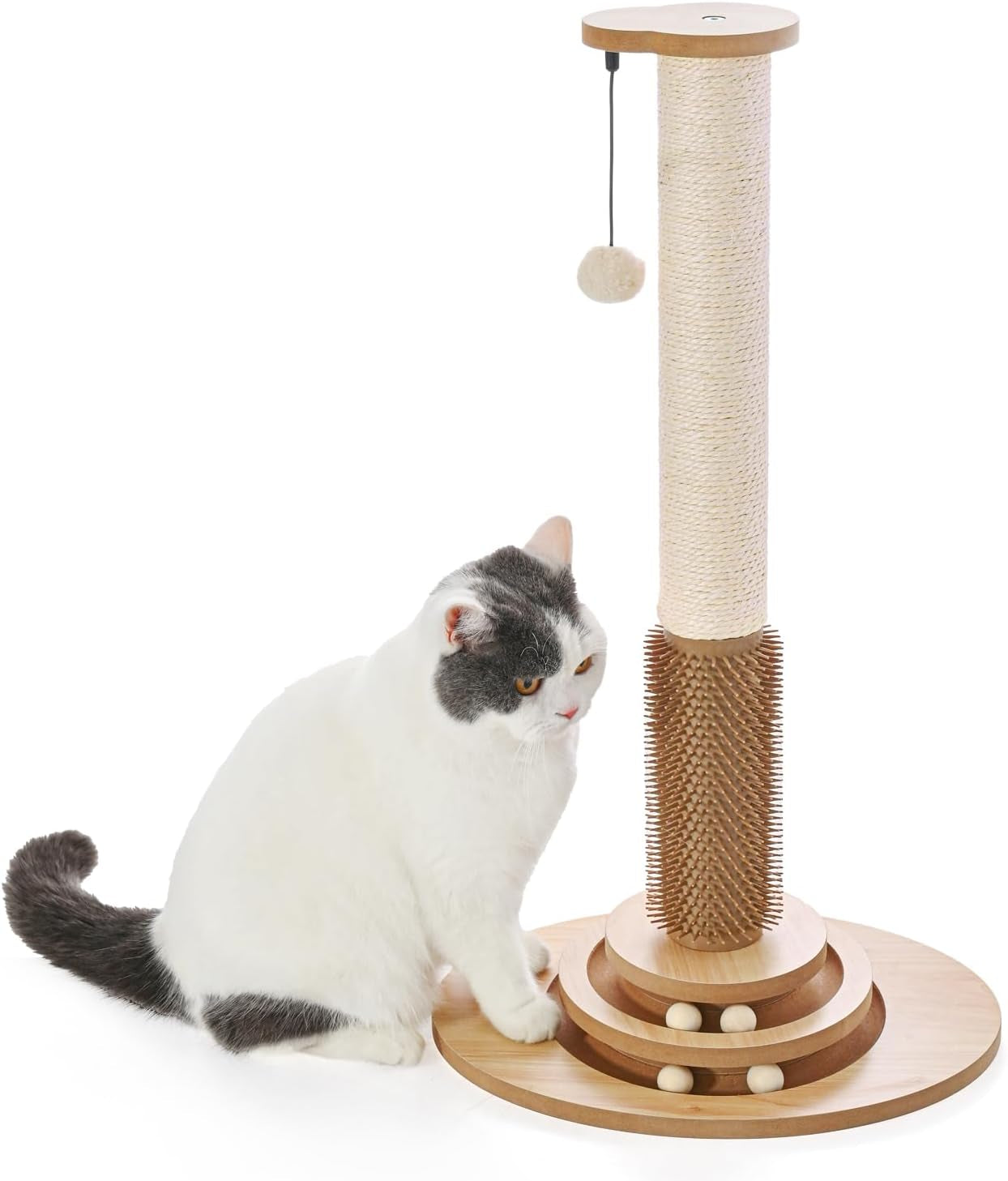 made4pets-cat-scratching-post-for-indoor-cats-with-self-groomer-23-cat-scratcher-with-natural-sisal-rope-stable-base-and-interactive-ball-track-cat-toys-for-kittens-and-small-indoor-cats