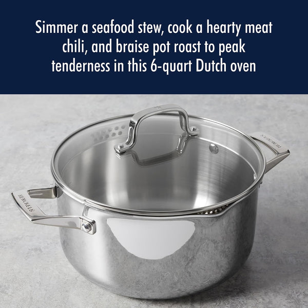 HENCKELS Clad H3 6-Qt Dutch Oven, Induction Pot, Stainless Steel, Durable and Easy to Clean | Induction Pot, Durable, Easy to Clean2