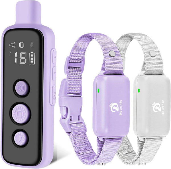 Bousnic Dog Shock Collar for 2 Dogs - (8-120Lbs) Waterproof Rechargeable Electric Dog Training Collar with Remote for Small Medium Large Dogs with Beep Vibration Safe Shock Modes(Purple)7
