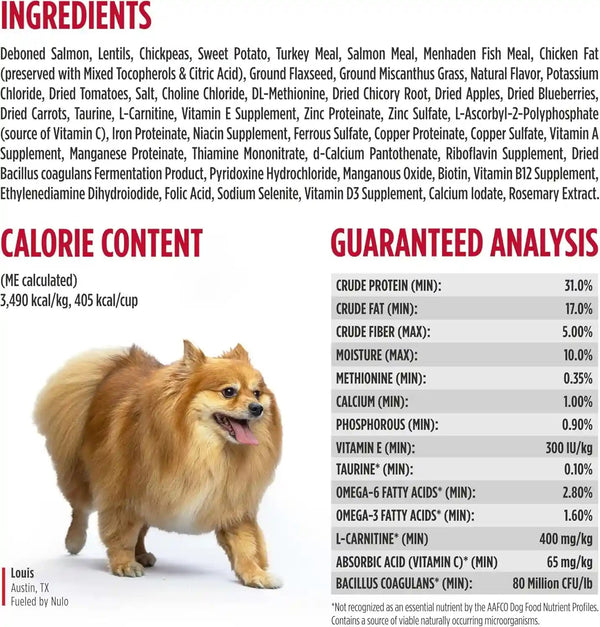 Nulo Freestyle Small Breed Dog Food Dry - Salmon & Lentils, Puppy & Adult Grain Free Dog Food, Natural, High Protein, Smaller Sized Kibble with BC30 Probiotic for Healthy Digestion Support, 6Lb Bag9