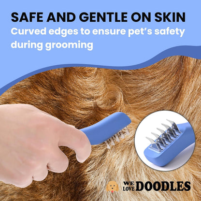 We Love Doodles Dematting Comb for Dogs - Dog Hair Mat Remover, Detangler Comb & Deshedding Tool, Removes Tangles, Knots, & Loose Hair, Metal Comb, Ergonomic Handle Family (5 Blades)4