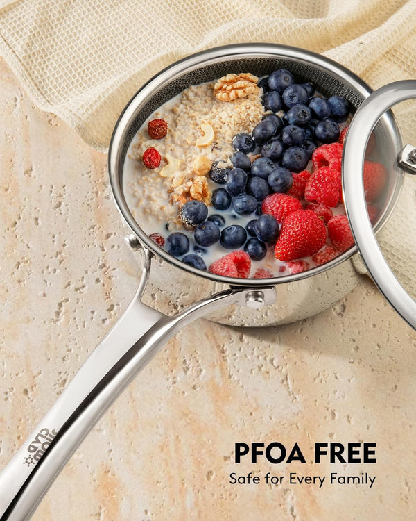 Pots and Pans Set Non Stick | Stainless Steel Kitchen Cookware | 14 Pcs | PFOA Free | Hybrid | Induction Compatible | Frying Skillet, Saucepans, Saute Pan & Stock Pot3
