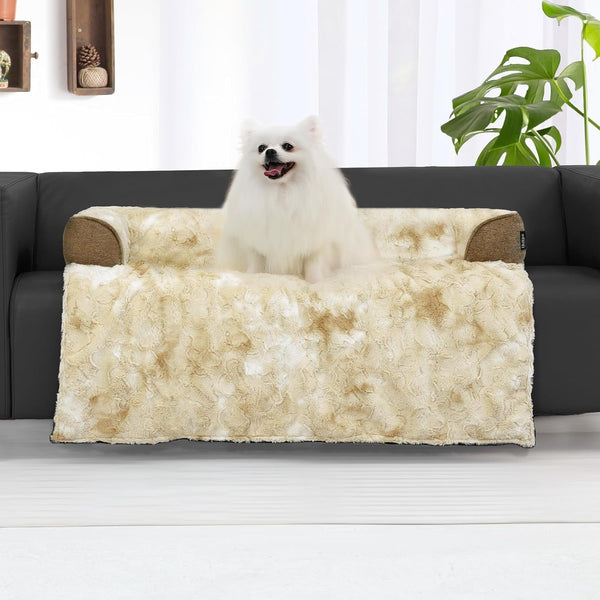 Calming Large Dog Bed for Couch, 41 X 37 Inch Removable Couch Cover for Dogs Washable, Non-Slip Fluffy Plush Dog Sofa Mat for Furniture Protector - Grey9