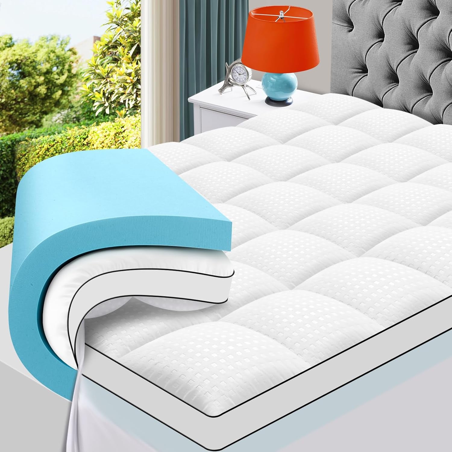 king-size-dual-layer-4-inch-memory-foam-mattress-topper-2-inch-gel-memory-foam-and-2-inch-cooling-pillow-top-mattress-pad-cover-for-back-pain-medium-support
