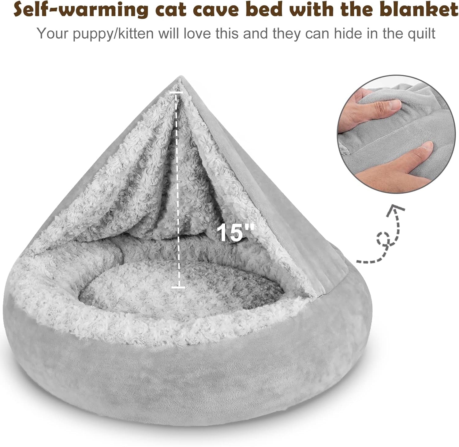 joejoy-small-dog-bed-cat-bed-with-hooded-blanket-cozy-cuddler-luxury-puppy-pet-bed-donut-round-calming-anti-anxiety-dog-burrow-cave-bed-anti-slip-bottom-and-machine-washable-23-inch