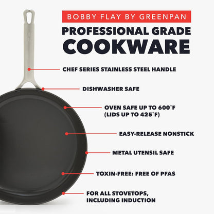 X Bobby Flay Hard Anodized Nonstick 10 Piece Cookware Set, Pfas-Free Ceramic Pots & Pans, Induction Suitable, Frypans, Saucepans Saute, Stockpot, Glass Lids, Dishwasher & Oven Safe, Black7